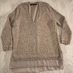 Zara beige knit sequin sweater
